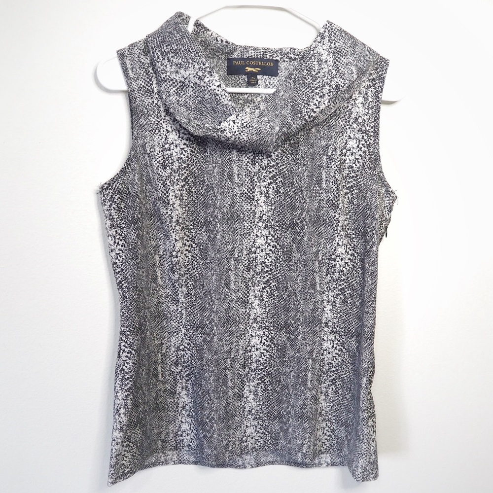 Paul Costelloe Cowl Neck Blouse Snakeskin Print Size M elegant office